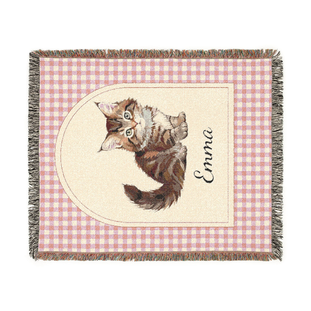 Personalized Woven Baby Blanket Cat