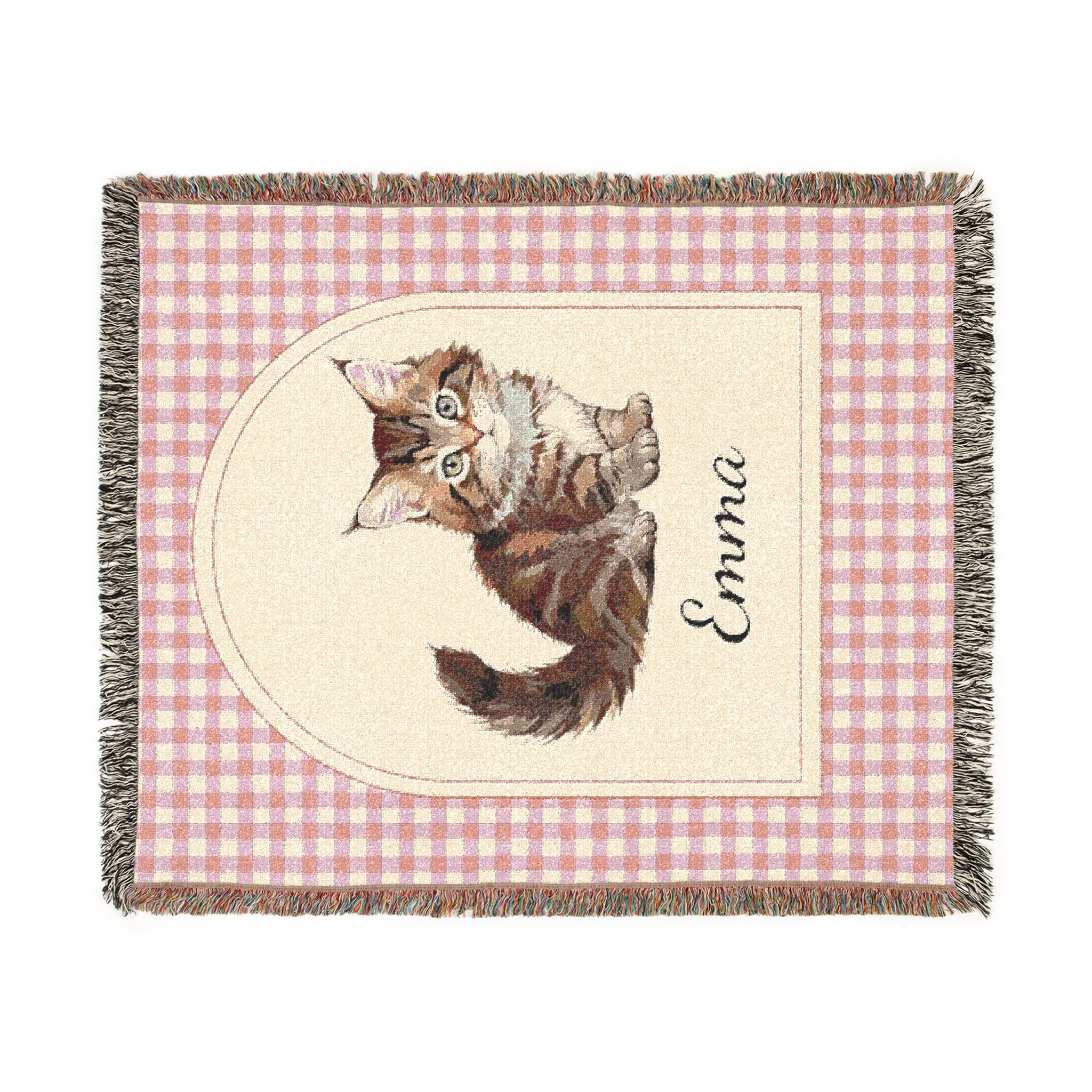Personalized Woven Baby Blanket Cat