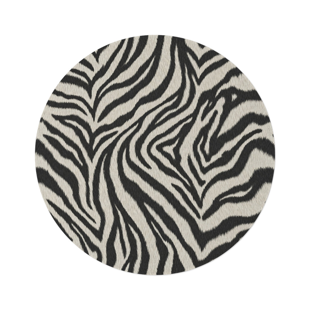 Zebra Print Round Rug