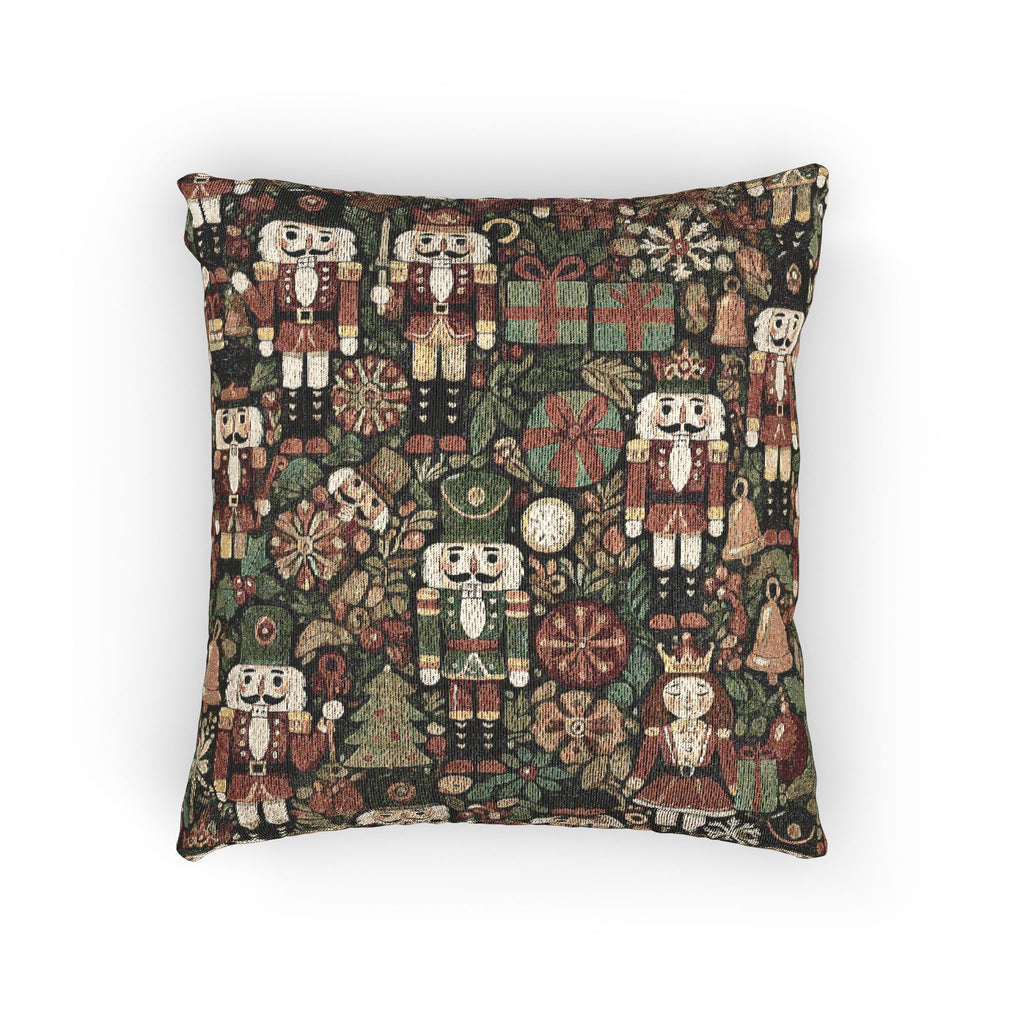 Christmas Nutcracker Woven Pillow - front view