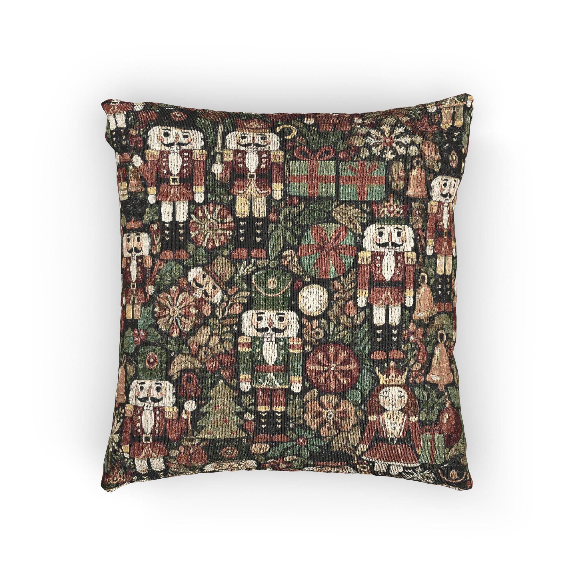 Christmas Nutcracker Woven Pillow - front view