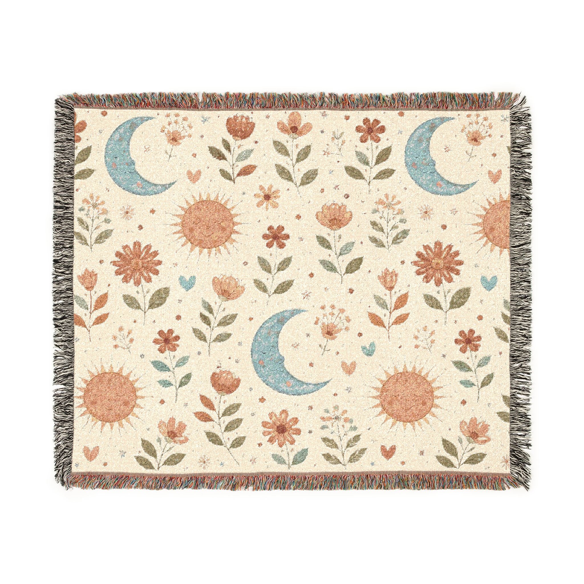 Boho Sun Moon Woven Blanket