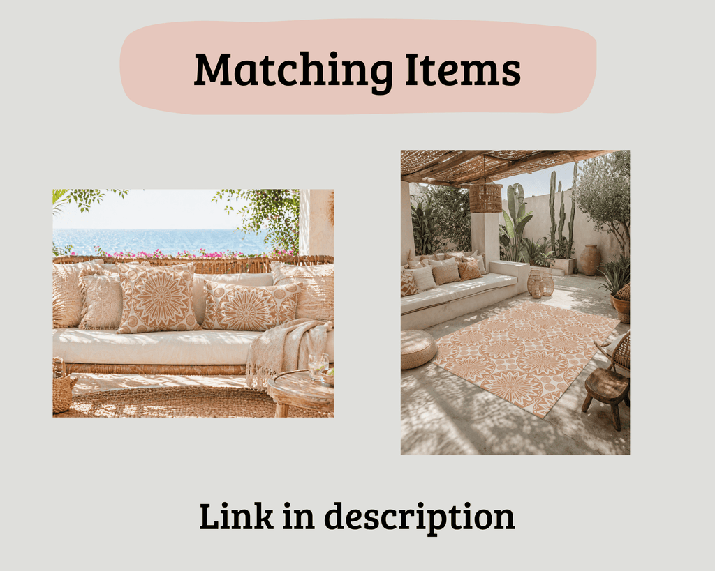 Boho Mandala Outdoor Pillow Beige