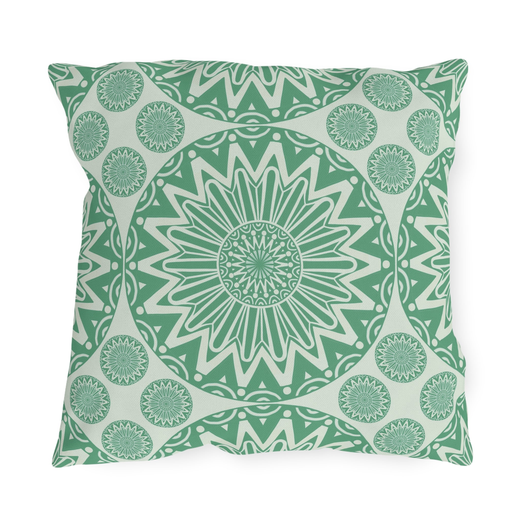 Boho Mandala Outdoor Pillow Green