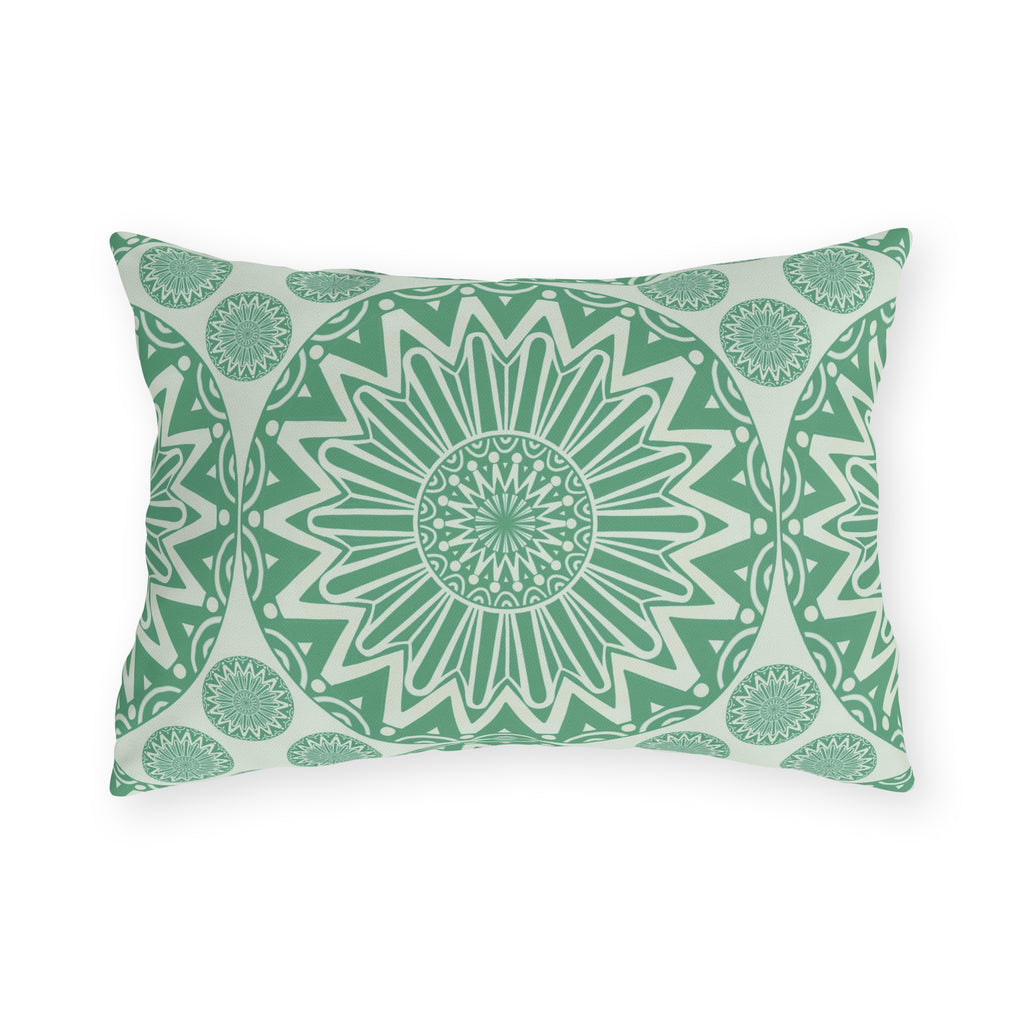 Boho Mandala Outdoor Pillow Green