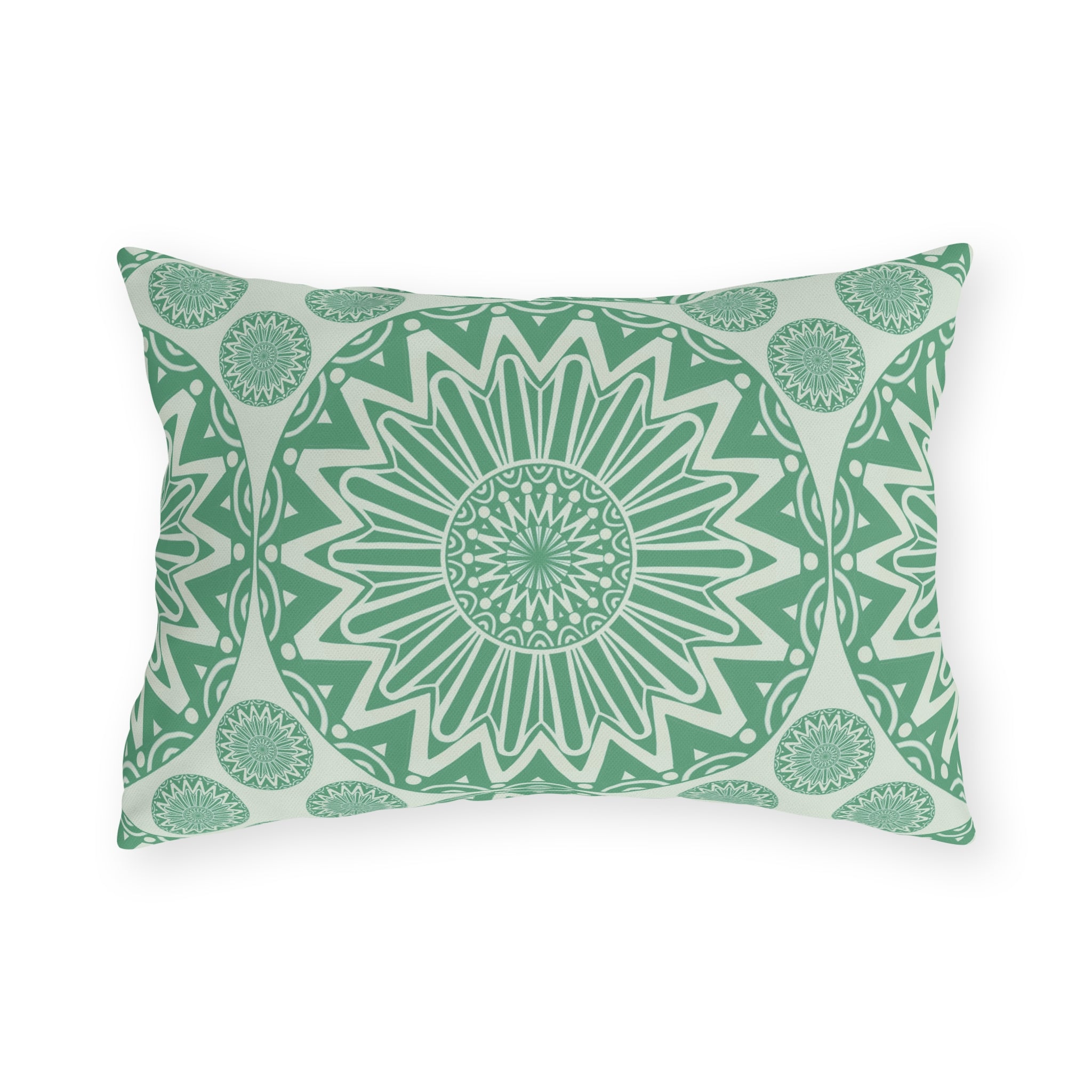 Boho Mandala Outdoor Pillow Green