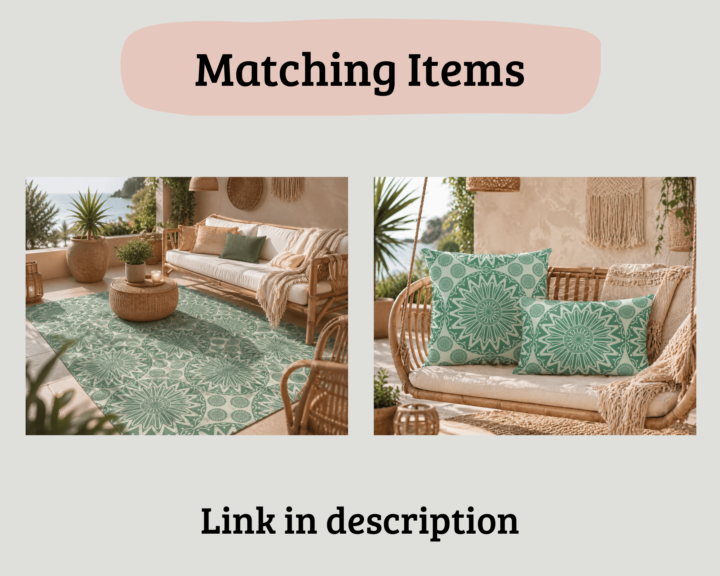 Boho Mandala Outdoor Pillow Green