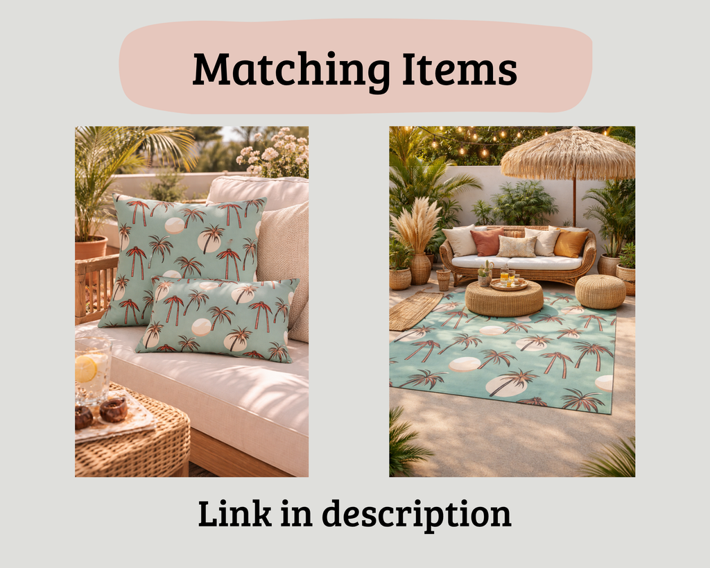 Boho Outdoor Rug Palm Tree