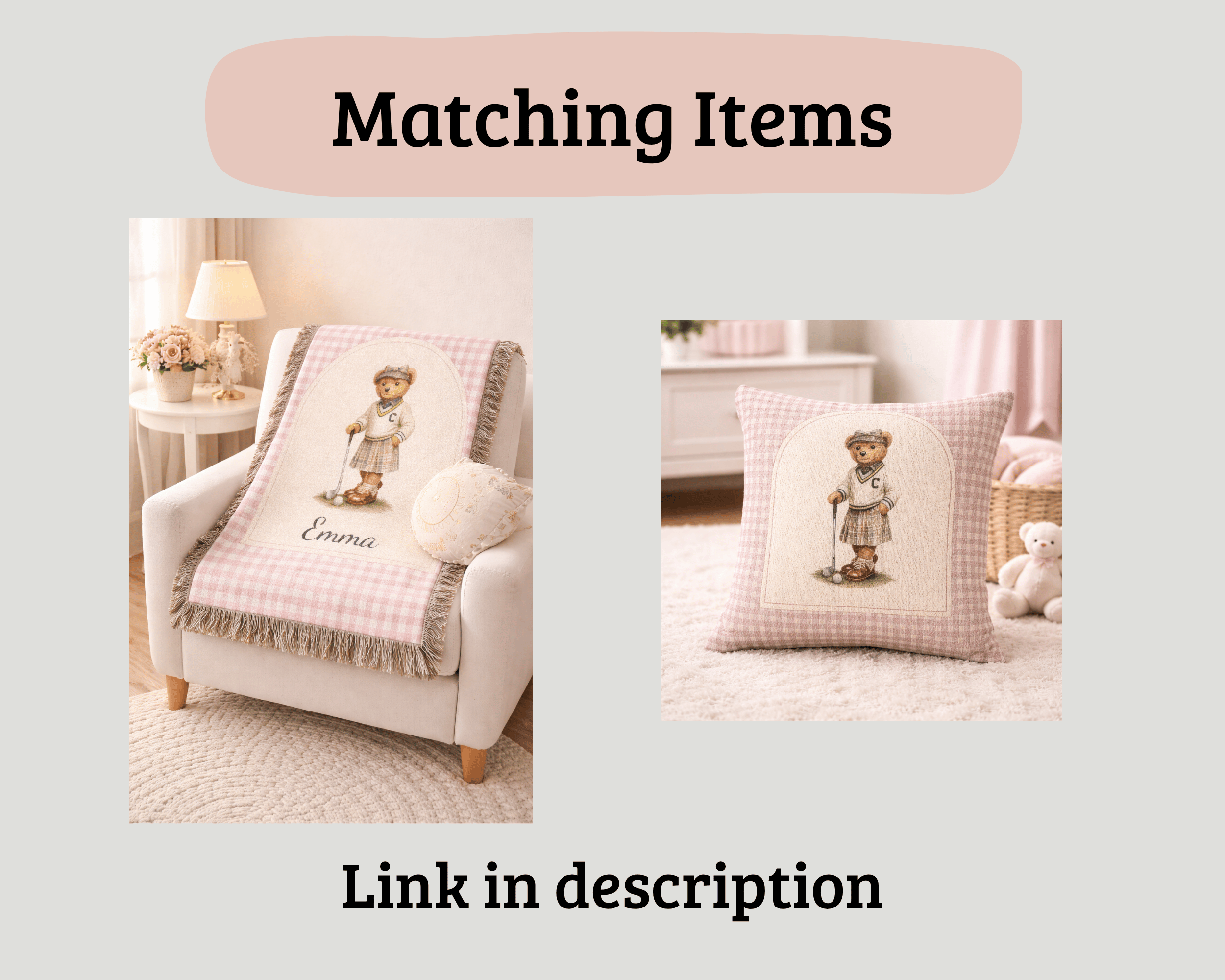 Teddy Bear Nursery Woven Pillow