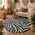 Zebra Print Round Rug