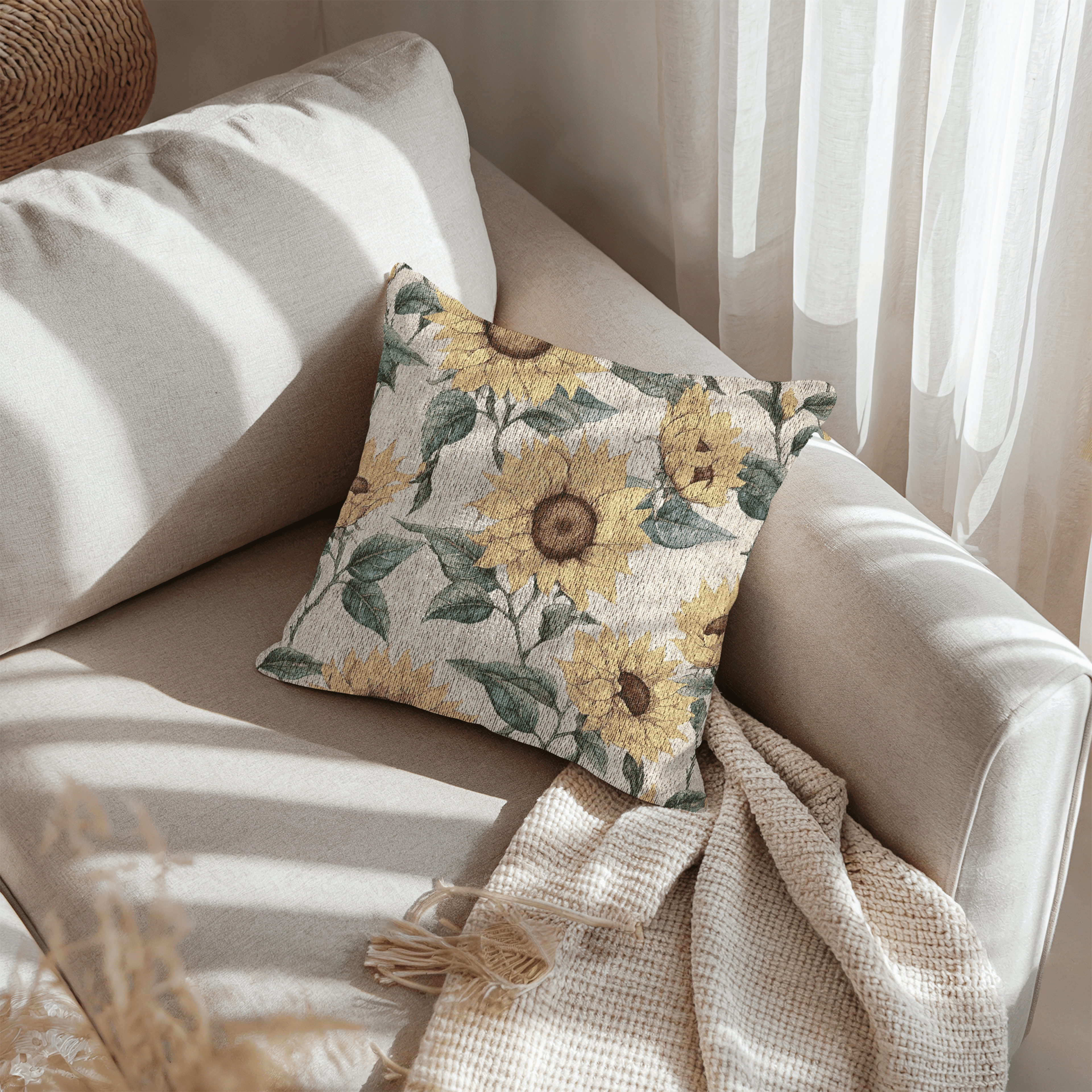 Sunflower Woven Pillow