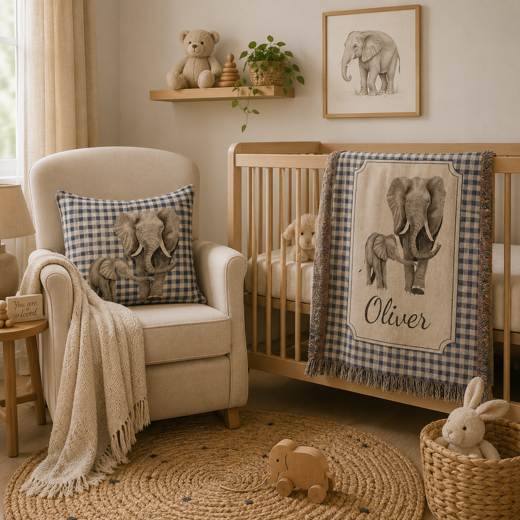 Woven Pillow Elephants , Kids Room Decor