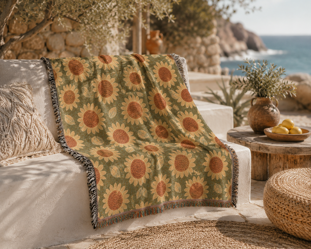 Retro Boho Flower Blanket