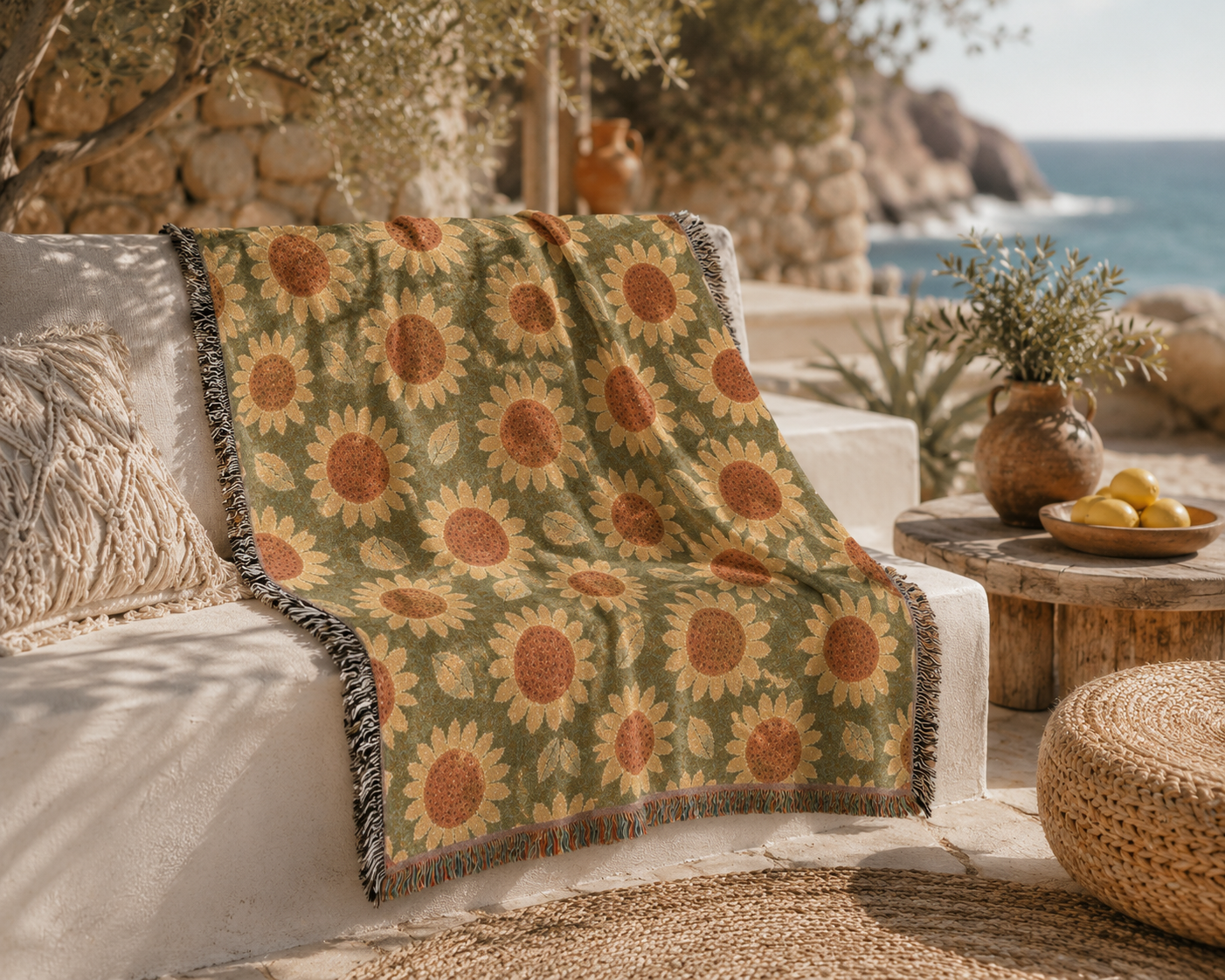 Retro Boho Flower Blanket