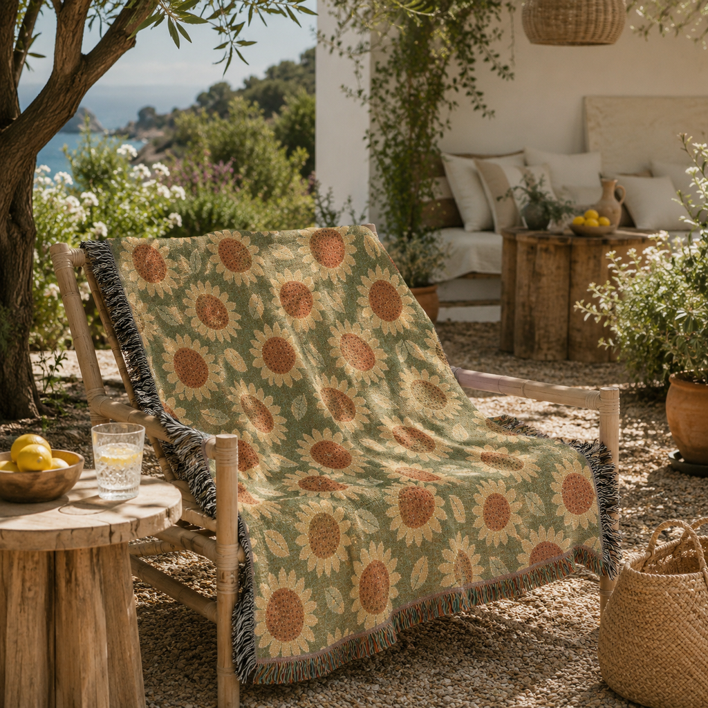Retro Boho Flower Blanket