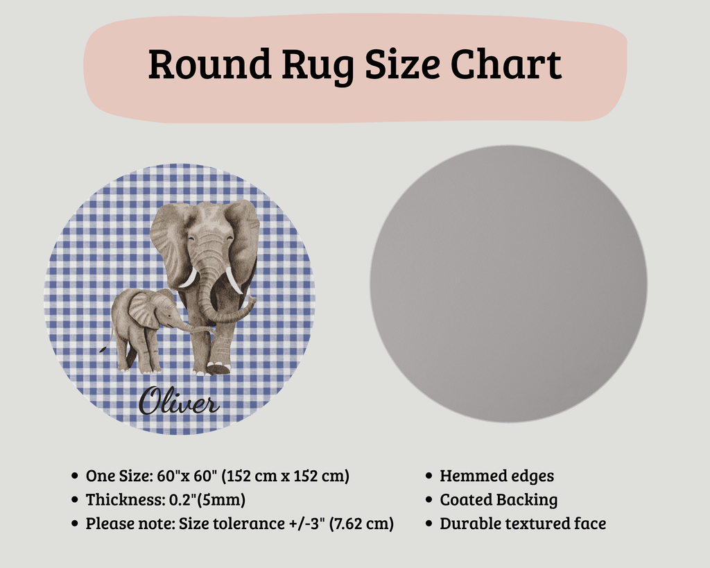Personalized Elephant Nursery Round Rug