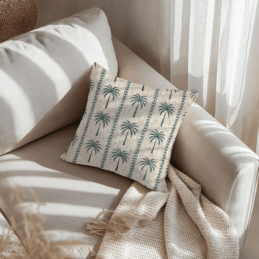 Palm Tree Woven Pillow
