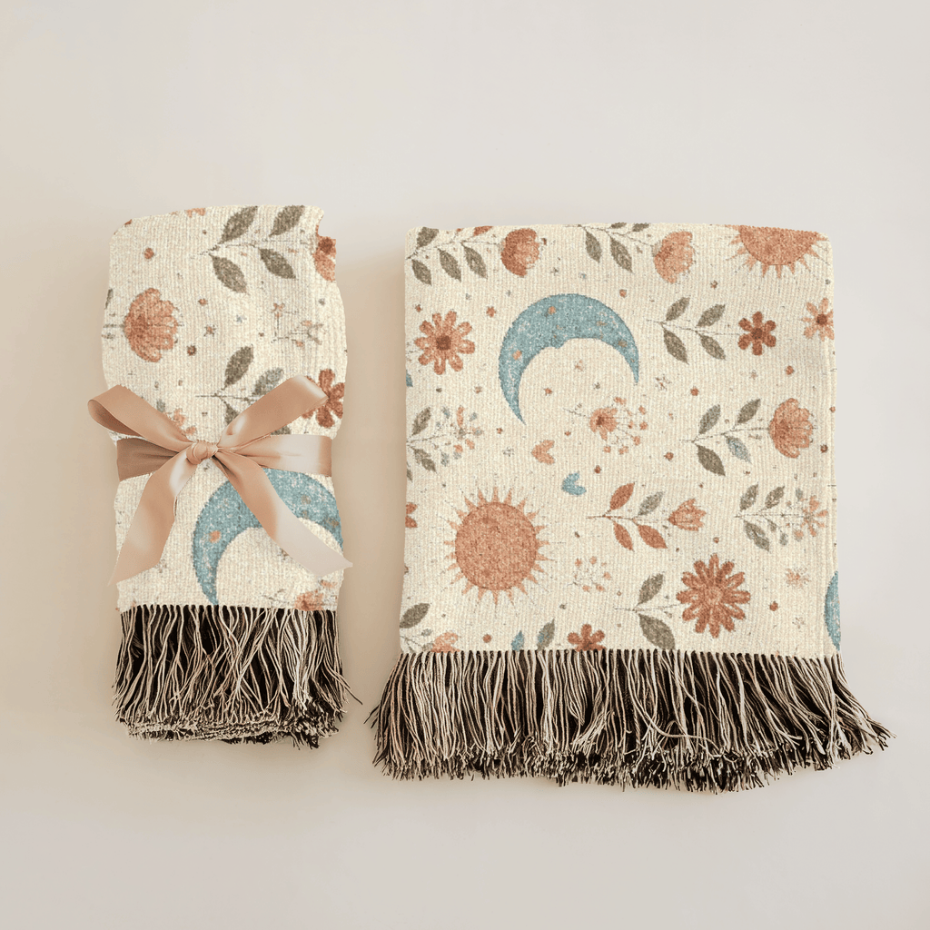 Boho Sun Moon Woven Blanket