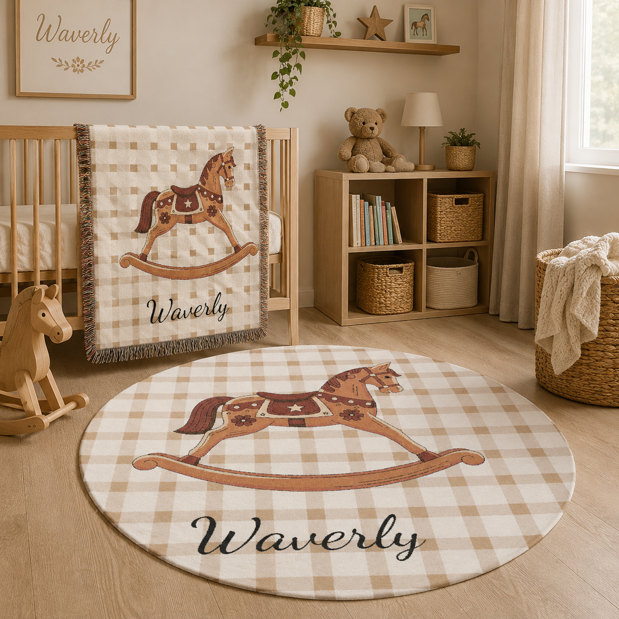 Personalized Round Rug Horse