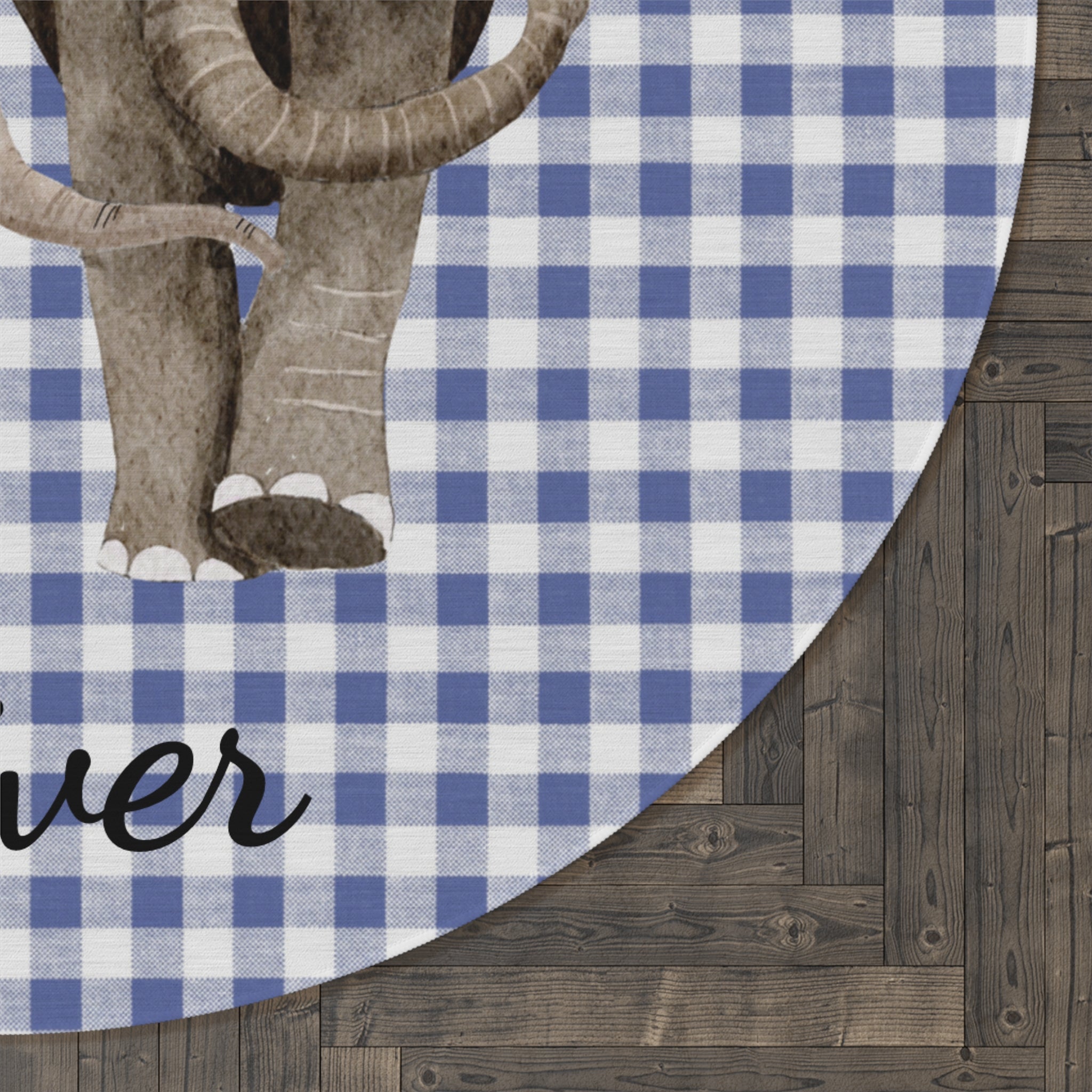 Personalized Elephant Nursery Round Rug