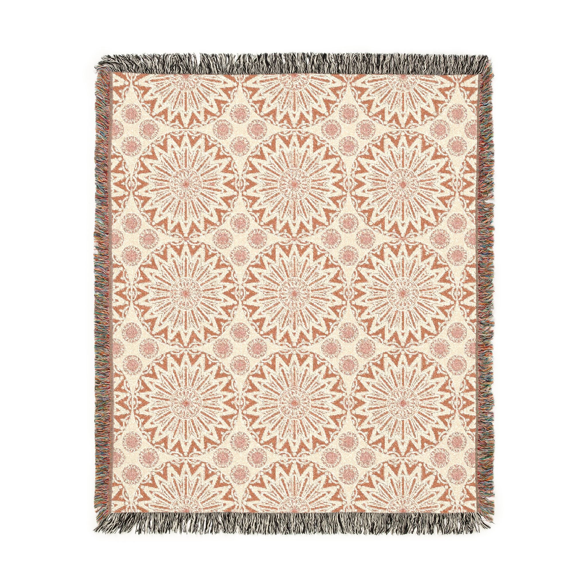 Boho Mandala Woven Blanket Beige