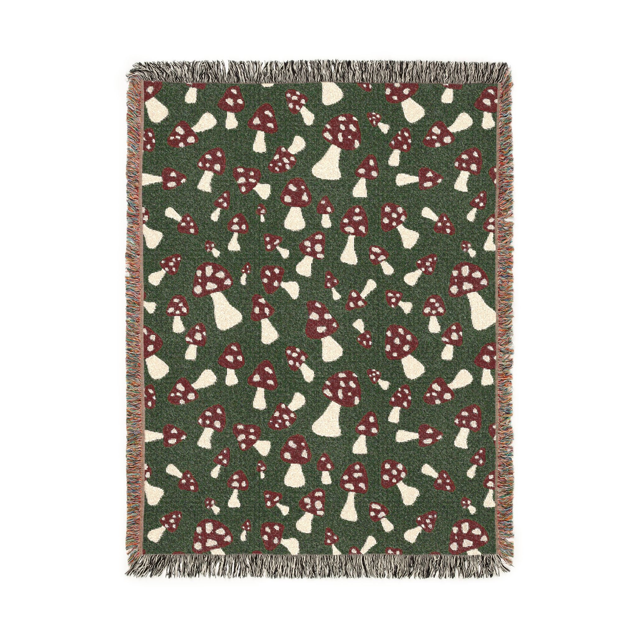 Fall Woven Blanket Mushroom Green - front view