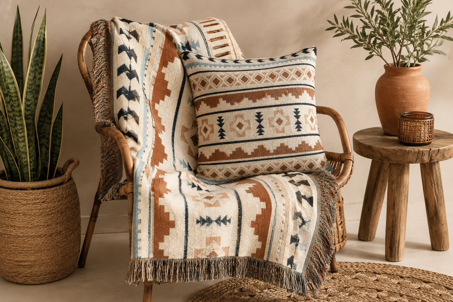 Mexican Boho Woven Blanket