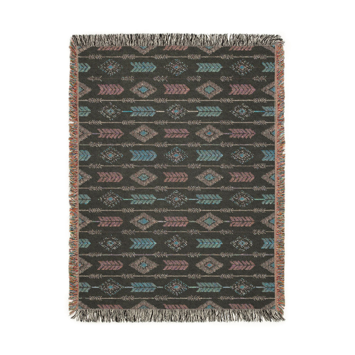 Back side of the woven blanket, showing the reverse weave pattern