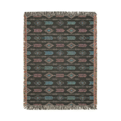 Back side of the woven blanket, showing the reverse weave pattern