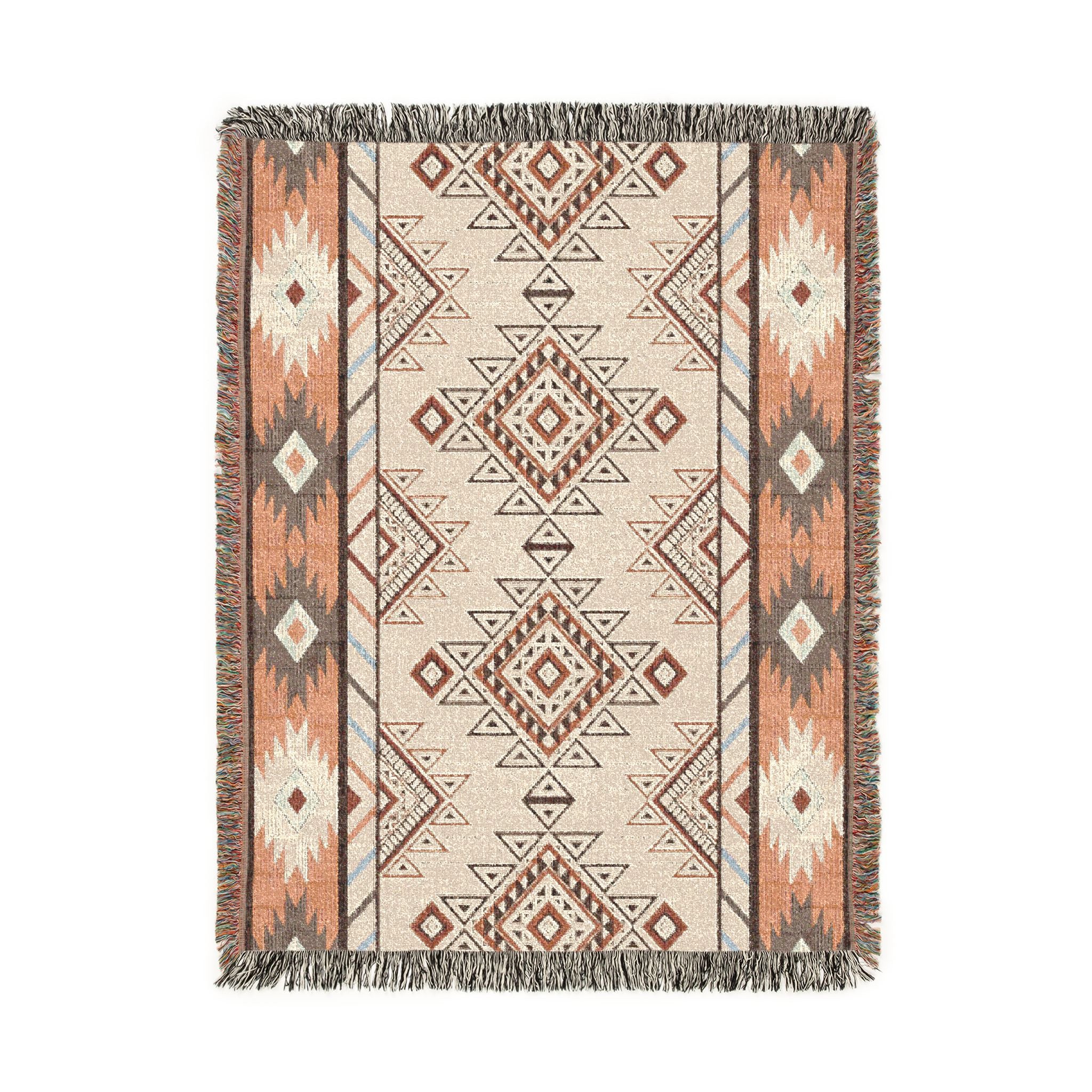Boho Aztec Woven Blanket - front view