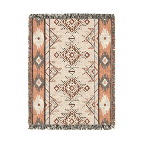 Boho Aztec Woven Blanket - front view