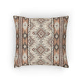 Boho Aztec woven pillow in cream with terracotta and grey diamond bands, front view