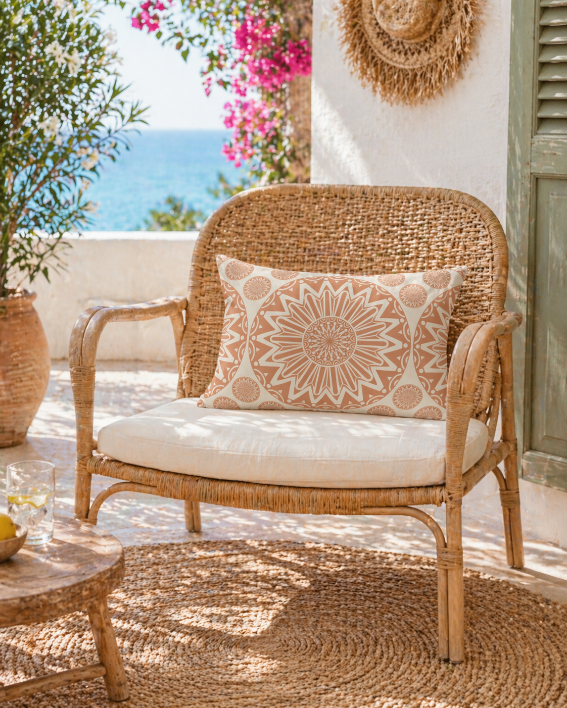 Boho Mandala Outdoor Pillow Beige - photo 4