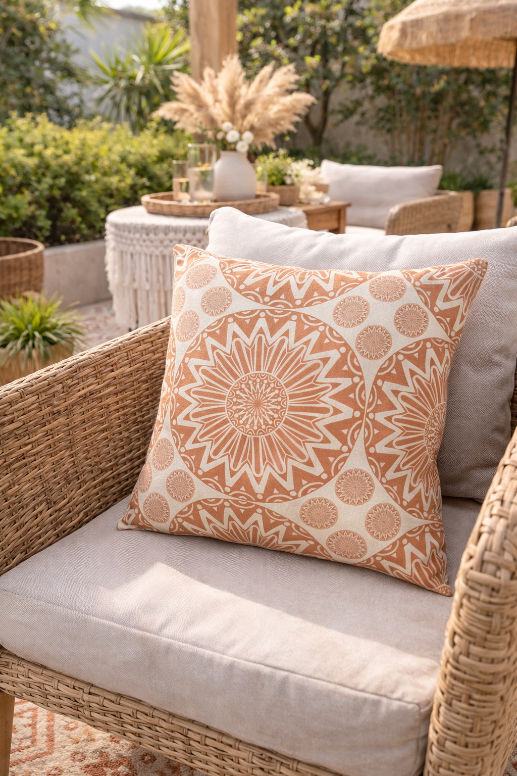 Boho Mandala Outdoor Pillow Beige - photo 5