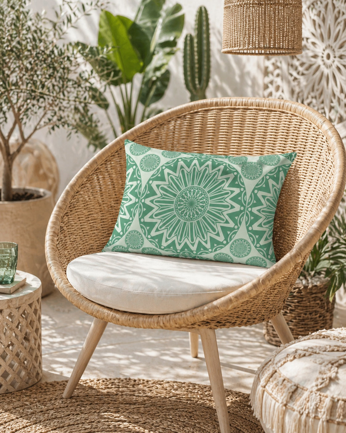 Boho Mandala Outdoor Pillow Green - photo 4