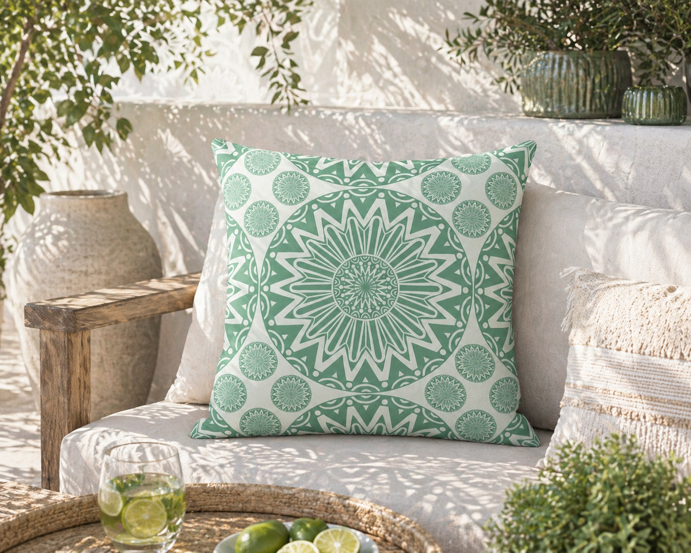 Boho Mandala Outdoor Pillow Green - photo 5