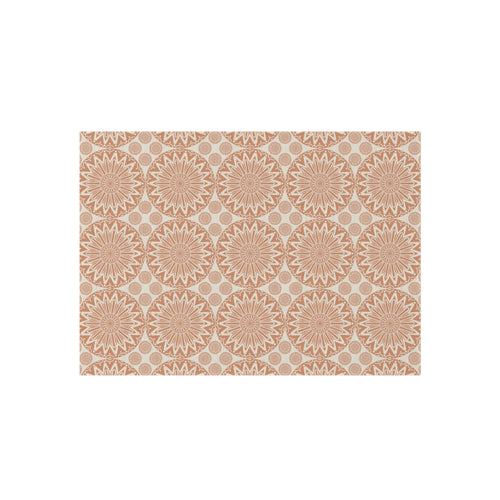 Boho Mandala outdoor rug in beige and terracotta with a repeating mandala pattern, shown flat