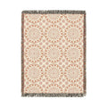 Boho Mandala woven blanket in cream with terracotta mandala medallions, shown flat