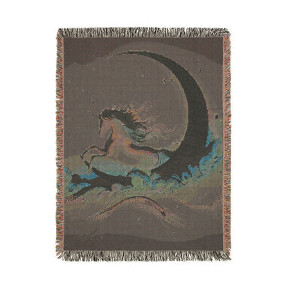 Back side of the woven blanket, showing the reverse weave pattern