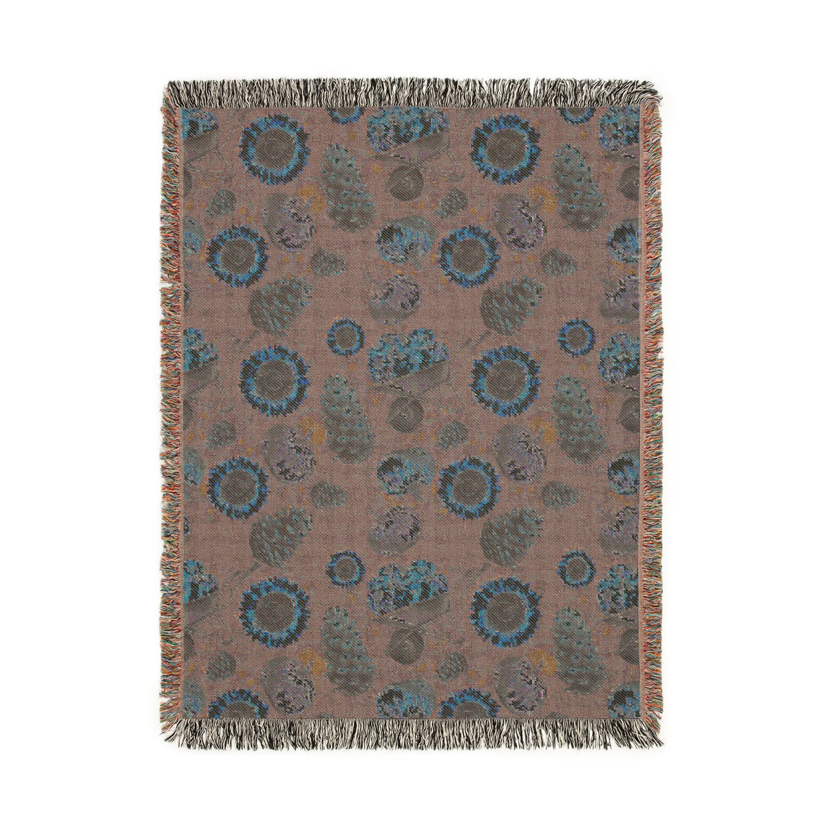 Reverse side of the Sunflower Teal woven blanket in muted brown