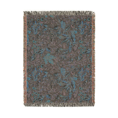 Reverse side of the William Morris woven blanket in muted sage and grey