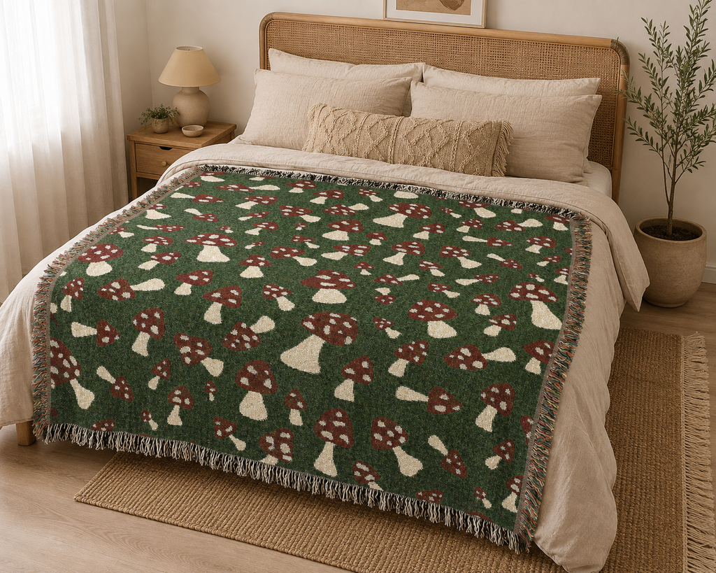 Fall Woven Blanket Mushroom Green - photo 4