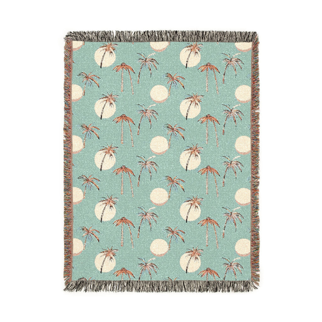 Palm Tree Woven Blanket (long handle) - front view