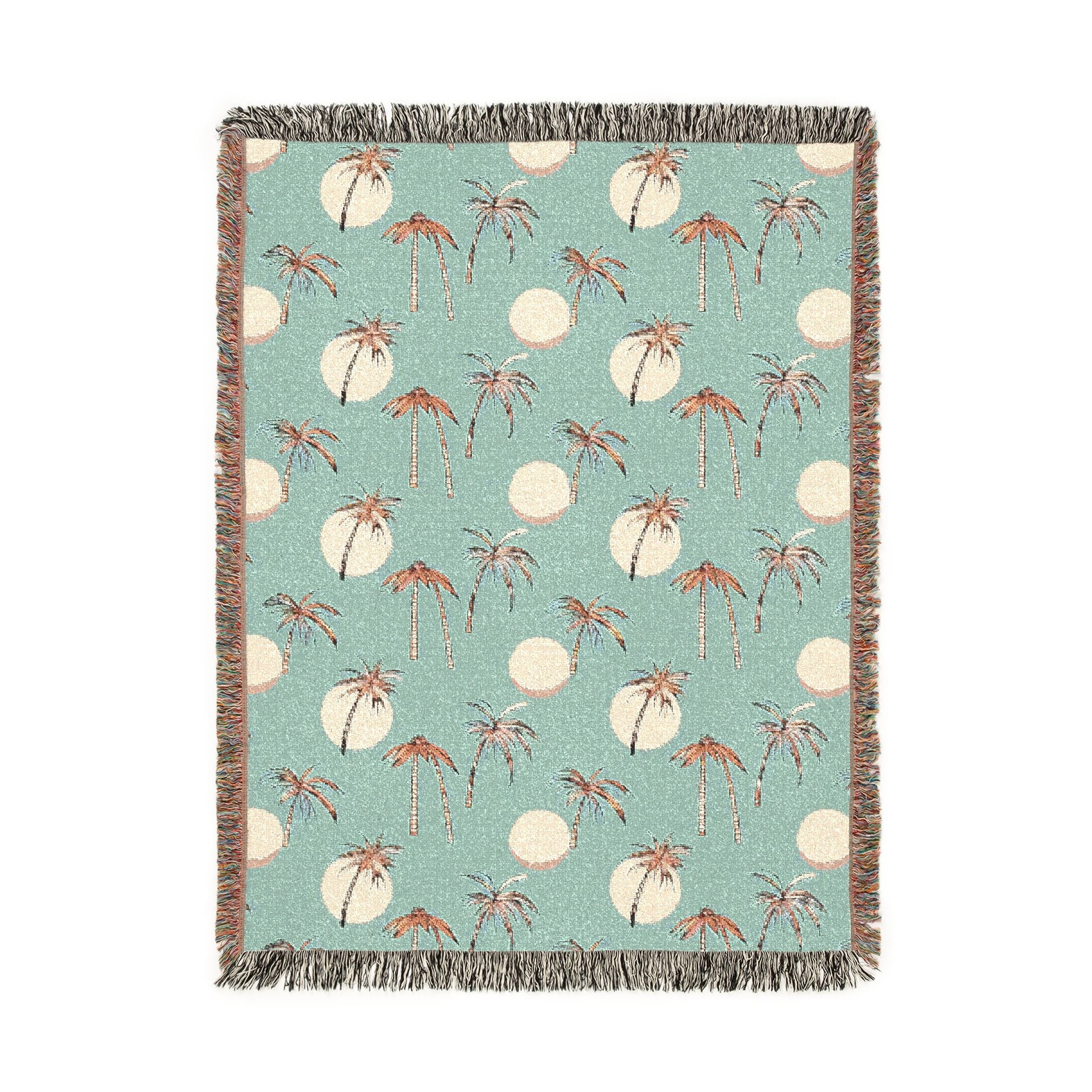 Palm Tree Woven Blanket (long handle) - front view