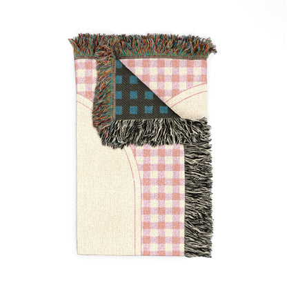 Folded personalized bear golf baby blanket showing the fringed edge and the teal reverse side