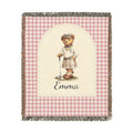 Personalized Woven Baby Blanket Bear - front view