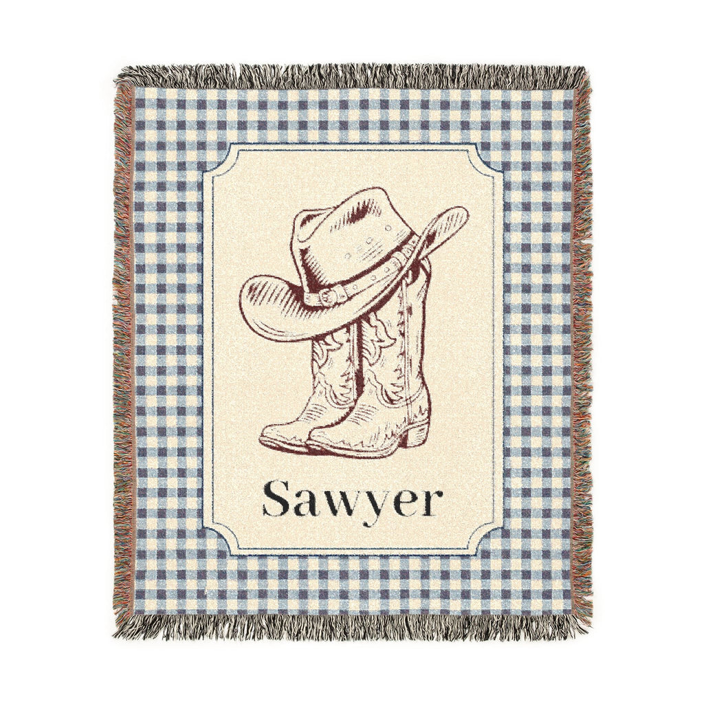 Personalized Baby Blanket Cowboy - front view