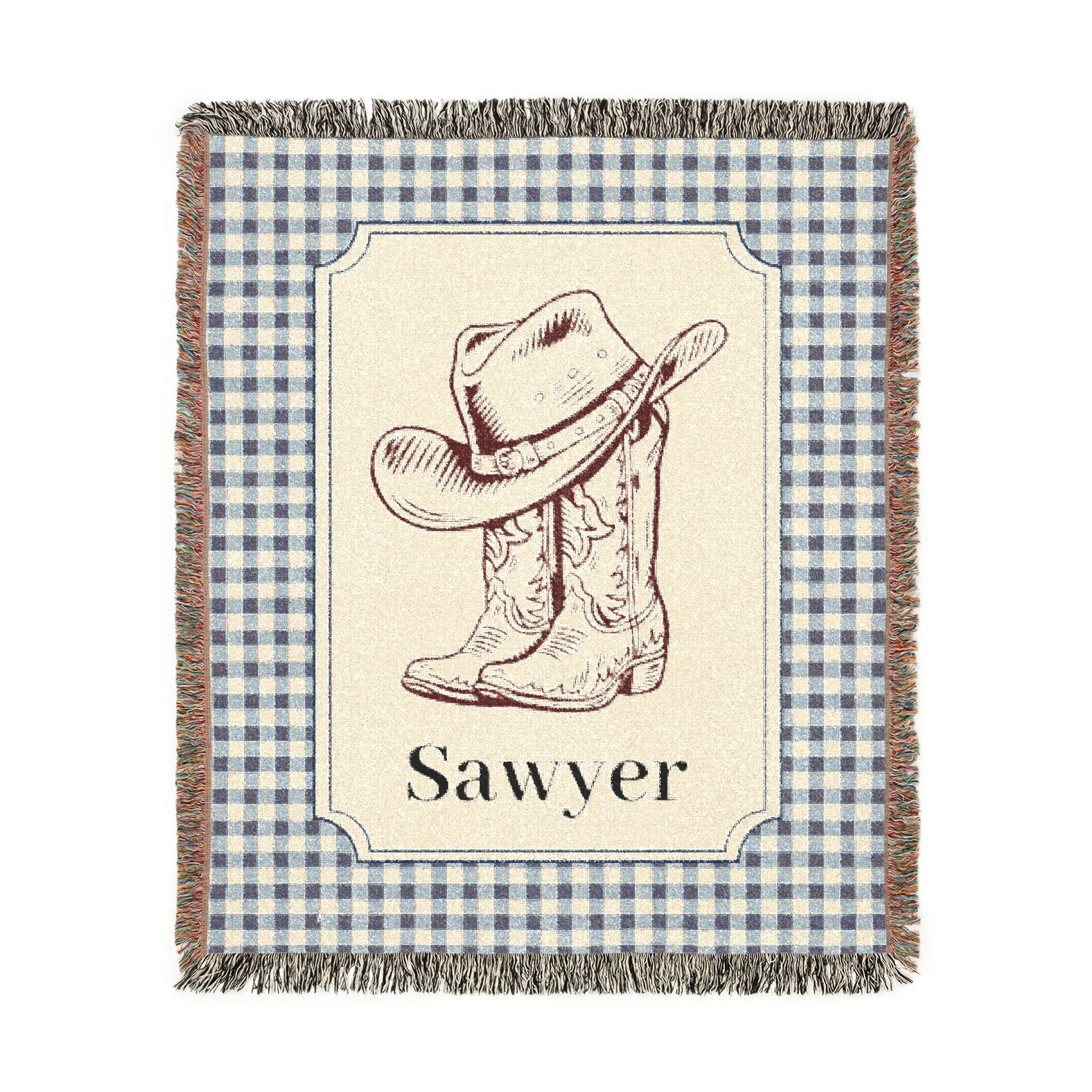 Personalized Baby Blanket Cowboy - front view