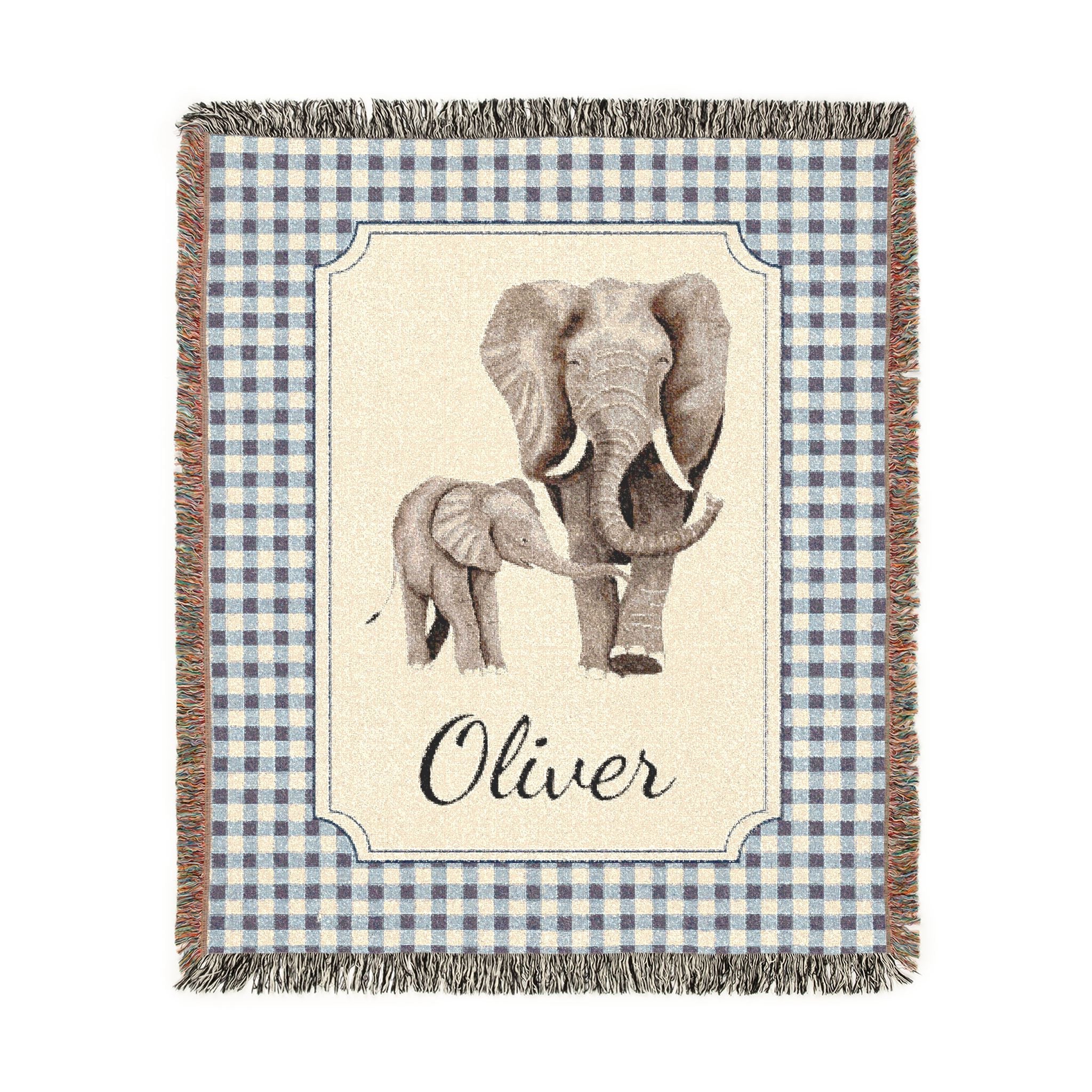 Personalized Baby Blanket Elephant - front view