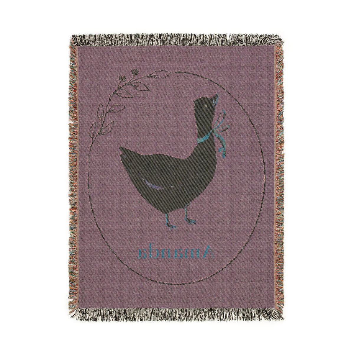 Reverse side of the personalized goose baby blanket in deep plum